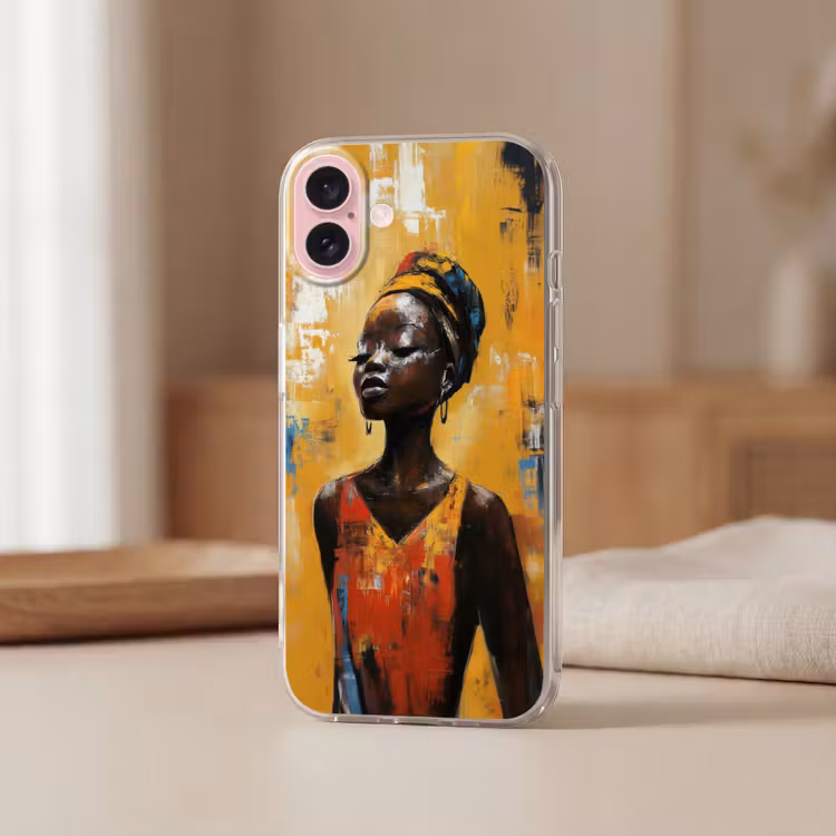 Telefoonhoesje - Vrouw - Ogen - Penseelstreken - Geel — 3