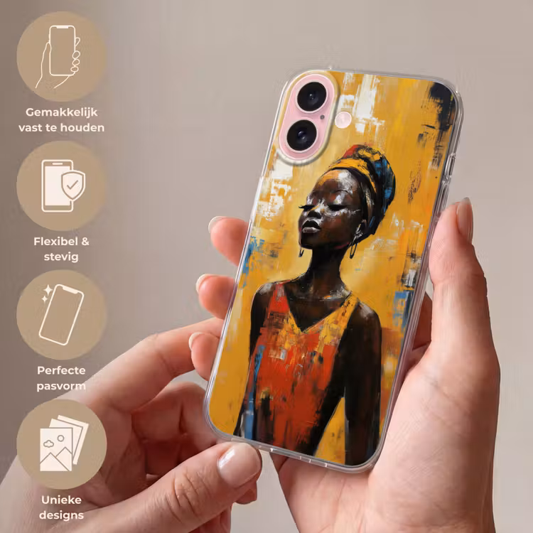 Telefoonhoesje - Vrouw - Ogen - Penseelstreken - Geel — 4