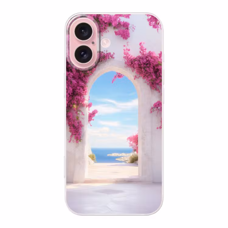 Telefoonhoesje - Zee - Roze - Bloemen - Poort — 1