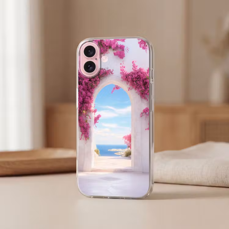 Telefoonhoesje - Zee - Roze - Bloemen - Poort — 3