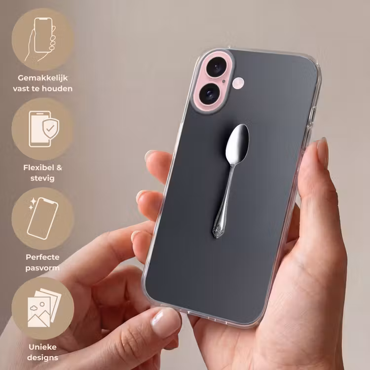 Telefoonhoesje - Zilver - Metaal - Lepel — 4