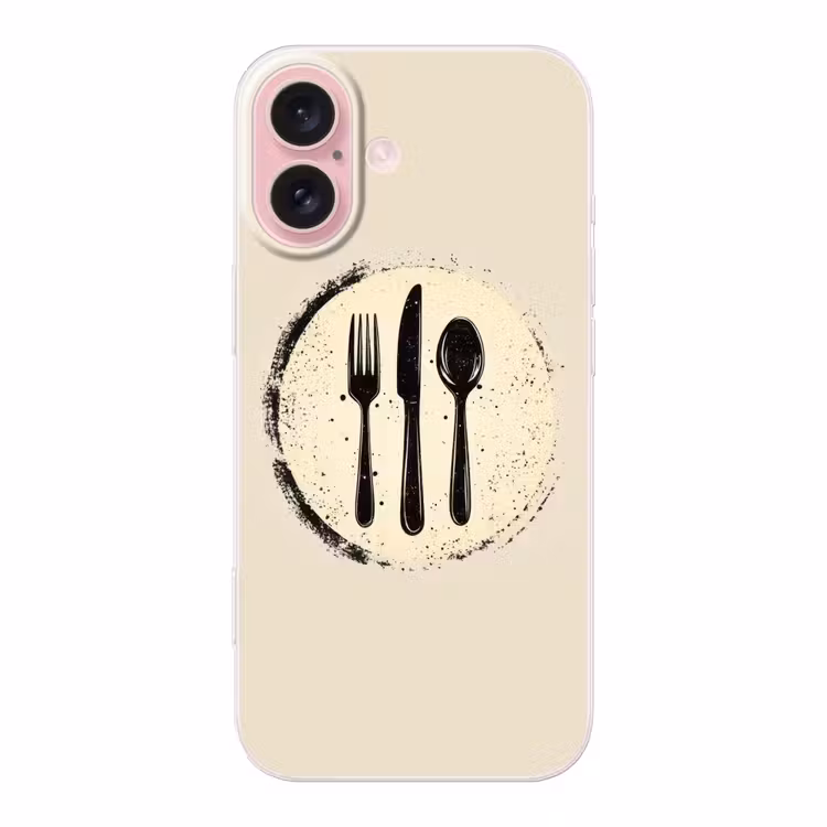 Telefoonhoesje - Zwart - Bestek - Rondje — 1