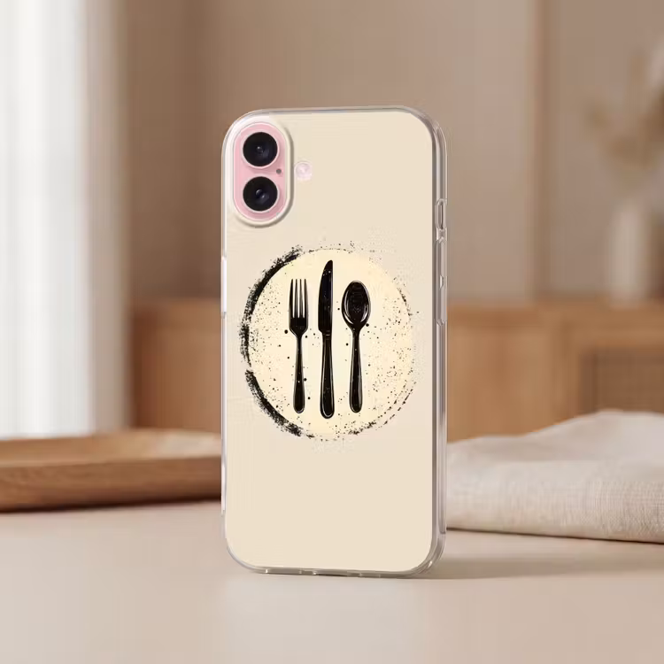 Telefoonhoesje - Zwart - Bestek - Rondje — 3