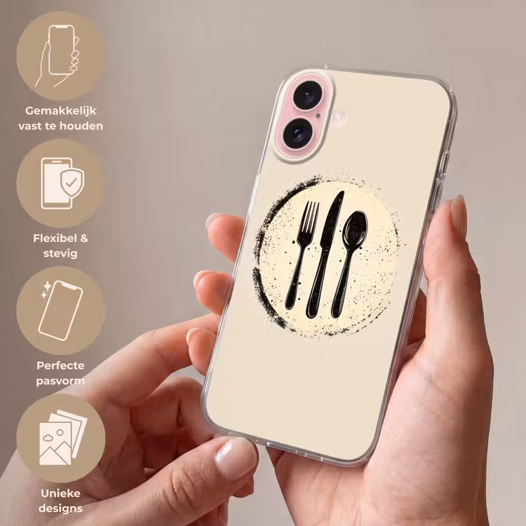 Telefoonhoesje - Zwart - Bestek - Rondje — 4