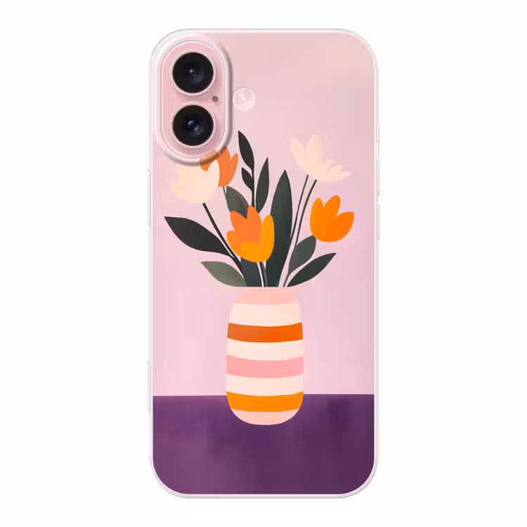 Telefoonhoesje - Tulpen - Vaas - Strepen - Paars — 1
