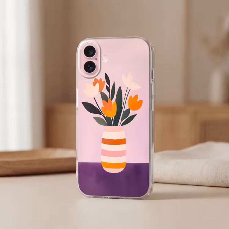 Telefoonhoesje - Tulpen - Vaas - Strepen - Paars — 3