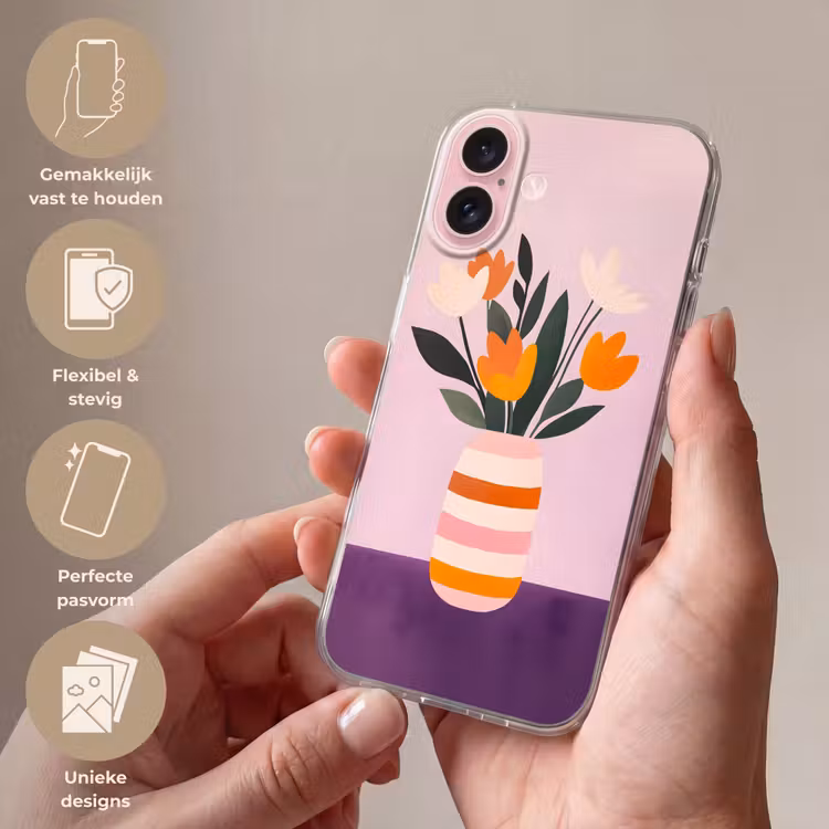 Telefoonhoesje - Tulpen - Vaas - Strepen - Paars — 4