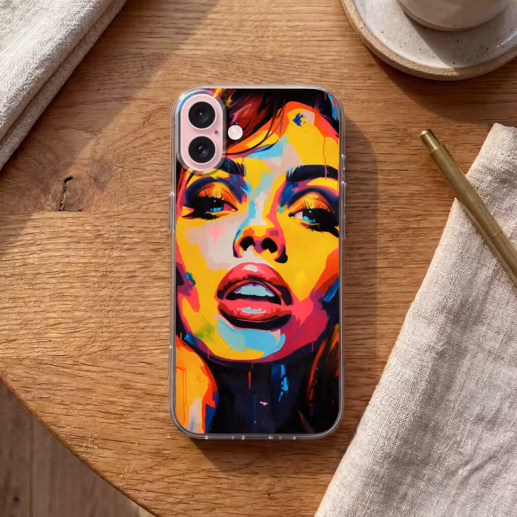 Telefoonhoesje - Vrouw - Gezicht - Kleurrijk — 2