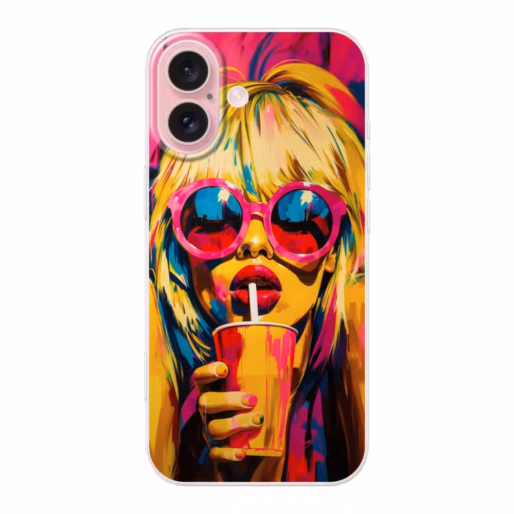Telefoonhoesje - Zonnebril - Roze - Vrouw - Rietje — 1