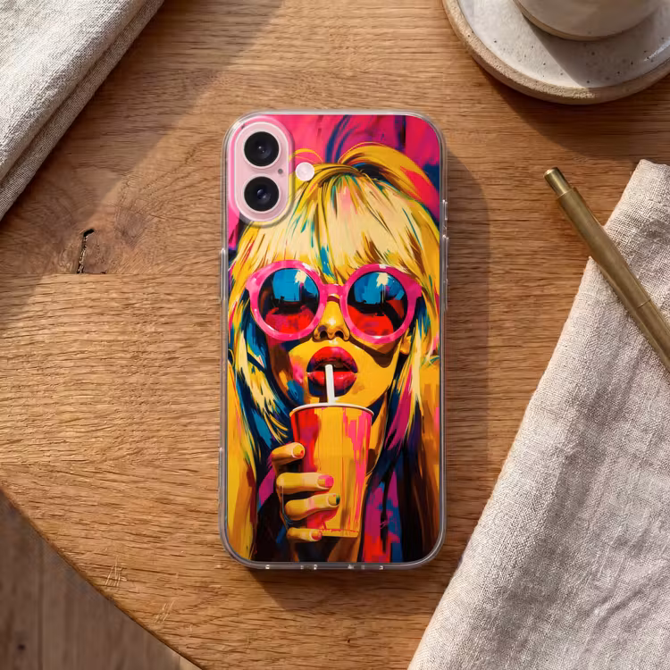 Telefoonhoesje - Zonnebril - Roze - Vrouw - Rietje — 2