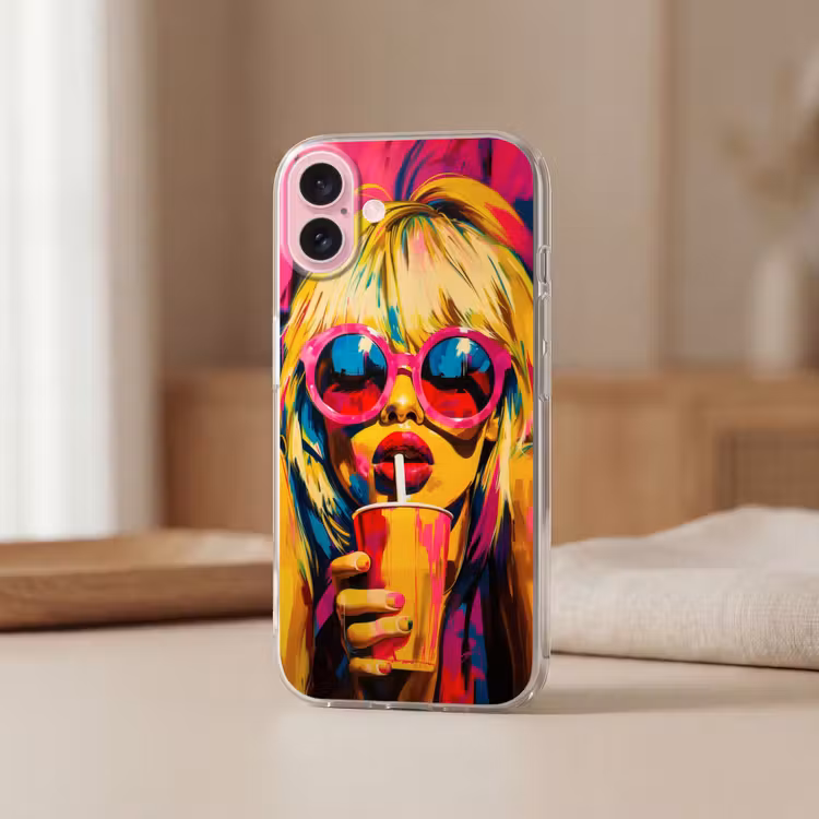 Telefoonhoesje - Zonnebril - Roze - Vrouw - Rietje — 3