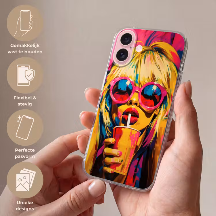 Telefoonhoesje - Zonnebril - Roze - Vrouw - Rietje — 4