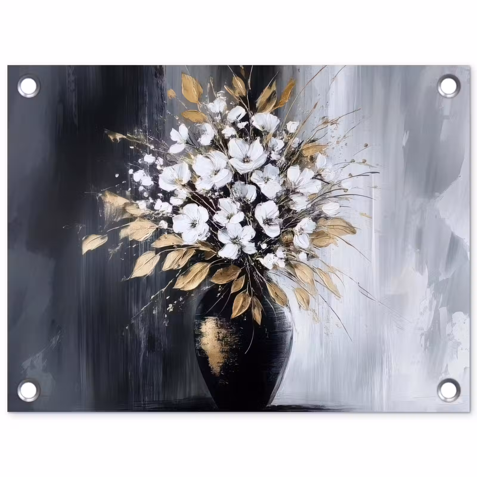 Tuinposter - Bloemen - Wit - Vaas - Abstract — 1