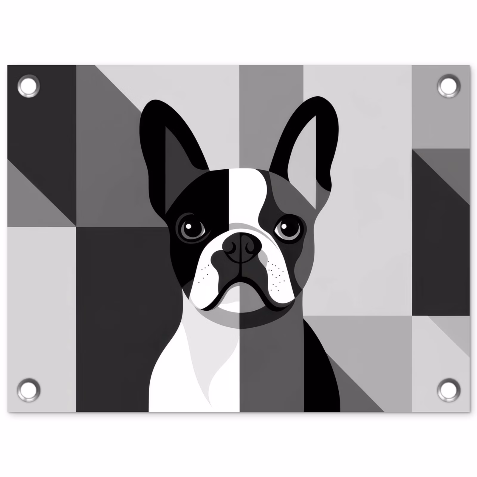 Tuinposter - Buldog - Zwart - Abstract - Vlakken — 1