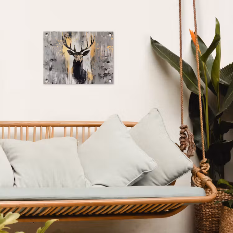 Tuinposter - Abstract - Hert - Gewei - Goud — 5