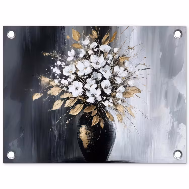 Tuinposter - Bloemen - Wit - Vaas - Abstract — 1