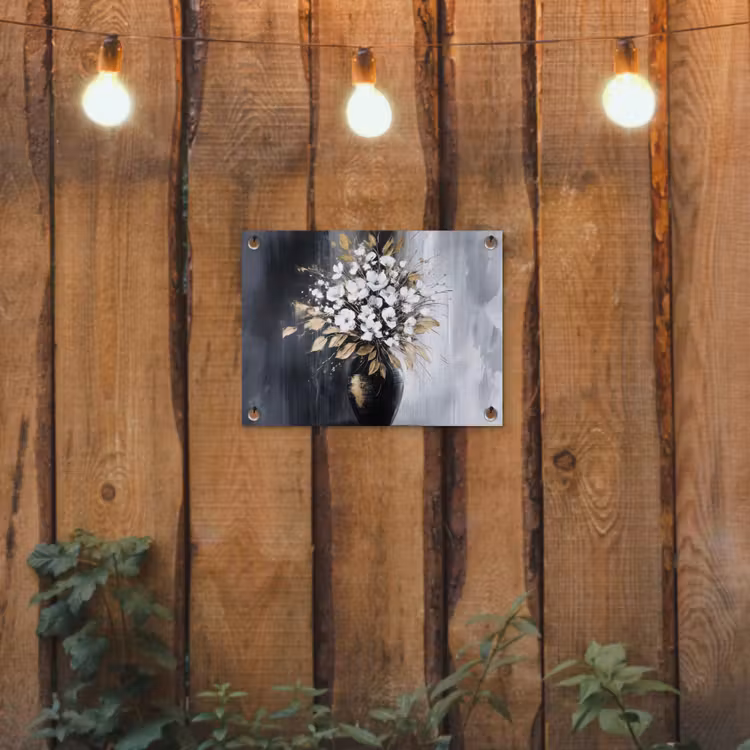 Tuinposter - Bloemen - Wit - Vaas - Abstract — 2