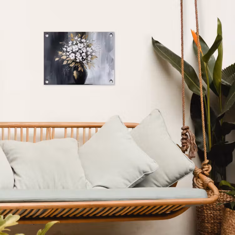 Tuinposter - Bloemen - Wit - Vaas - Abstract — 5
