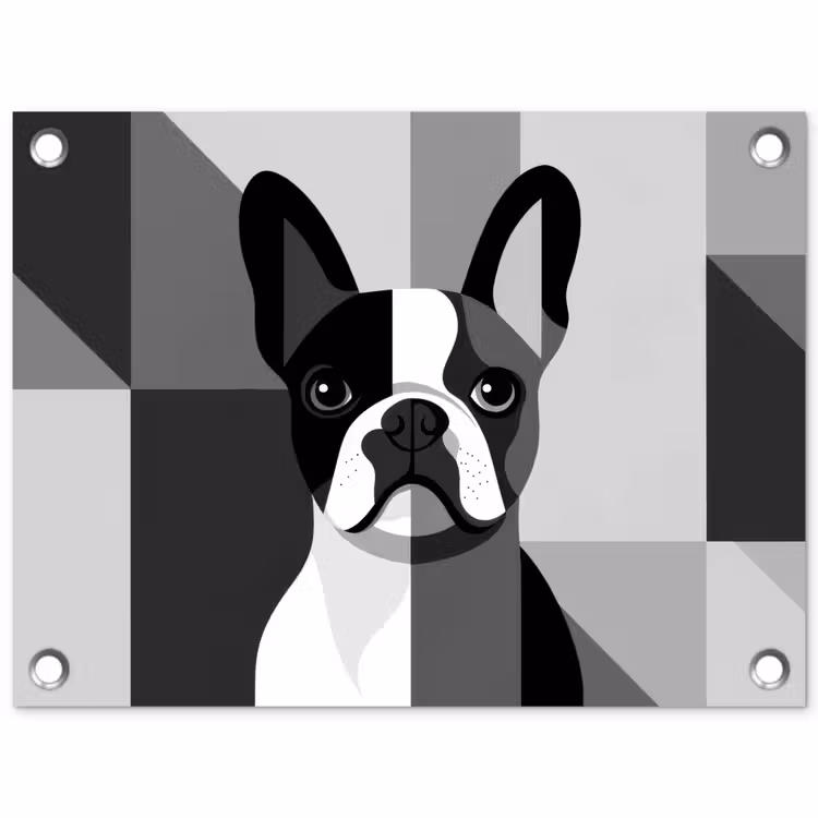 Tuinposter - Buldog - Zwart - Abstract - Vlakken — 1