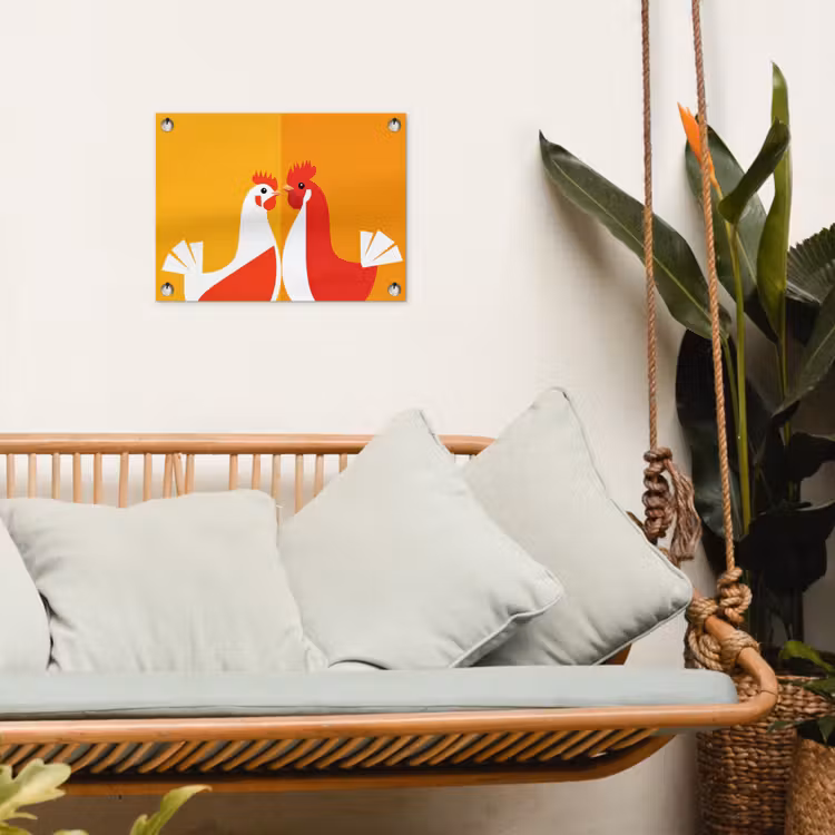 Tuinposter - Kippen - Oranje - Vlakken — 5