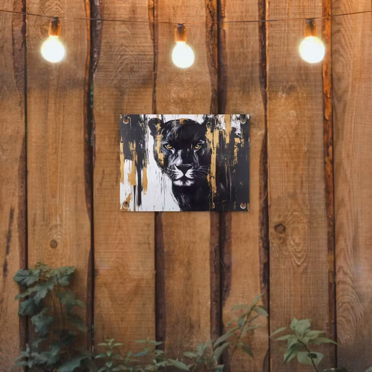 Tuinposter - Panter - Zwart - Abstract - Verfstreken — 2