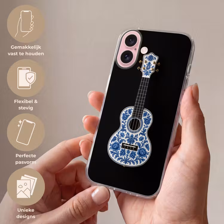 Telefoonhoesje - Ukelele - Delfts - Blauw - Muziek — 4