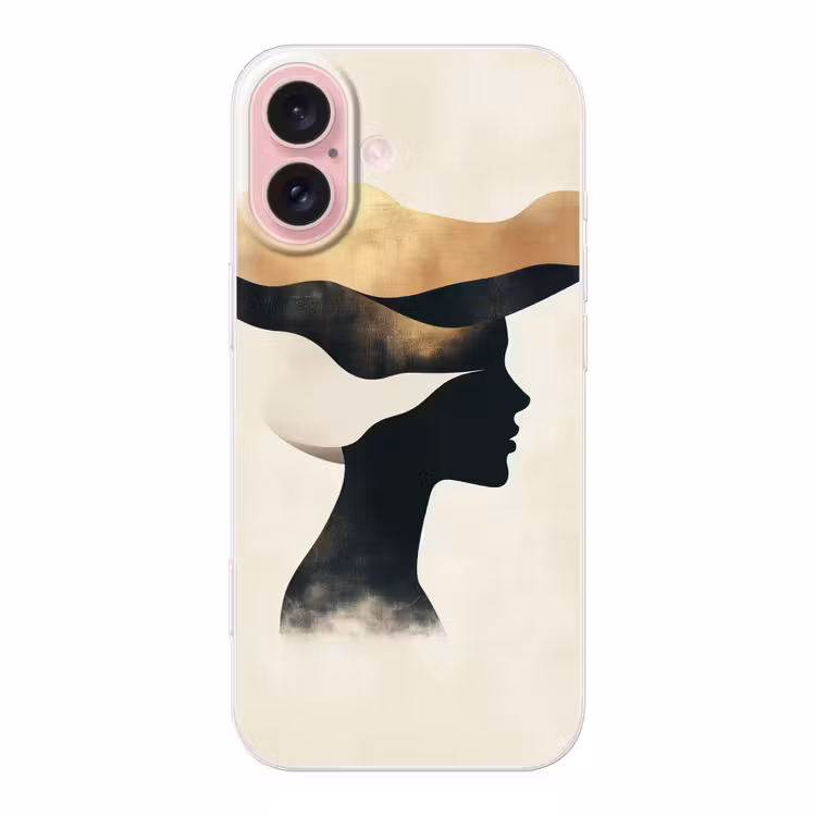 Telefoonhoesje - Vrouw - Golven - Zwart — 1