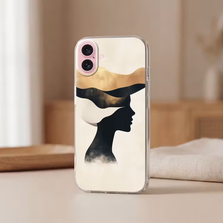 Telefoonhoesje - Vrouw - Golven - Zwart — 3