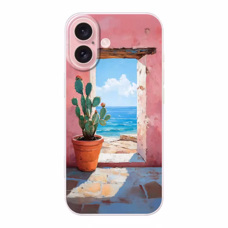 Telefoonhoesje - Zee - Roze - Cactus — 1