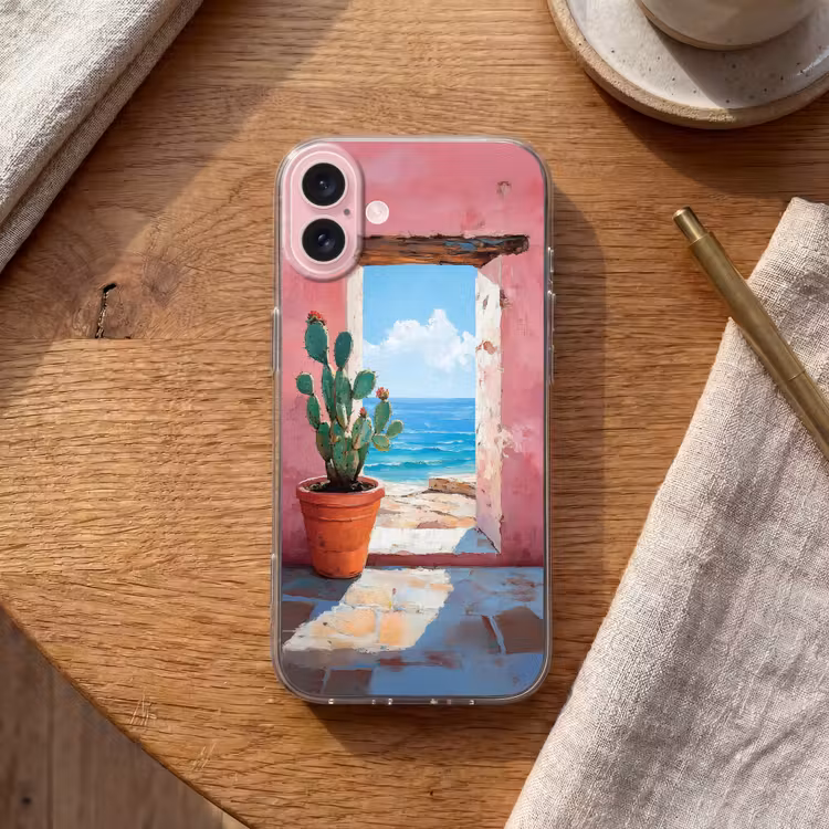 Telefoonhoesje - Zee - Roze - Cactus — 2
