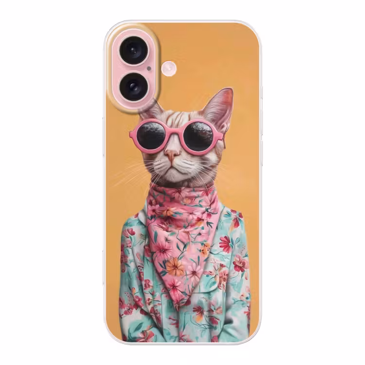Telefoonhoesje - Zonnebril - Kat - Sjaal - Bloemen — 1