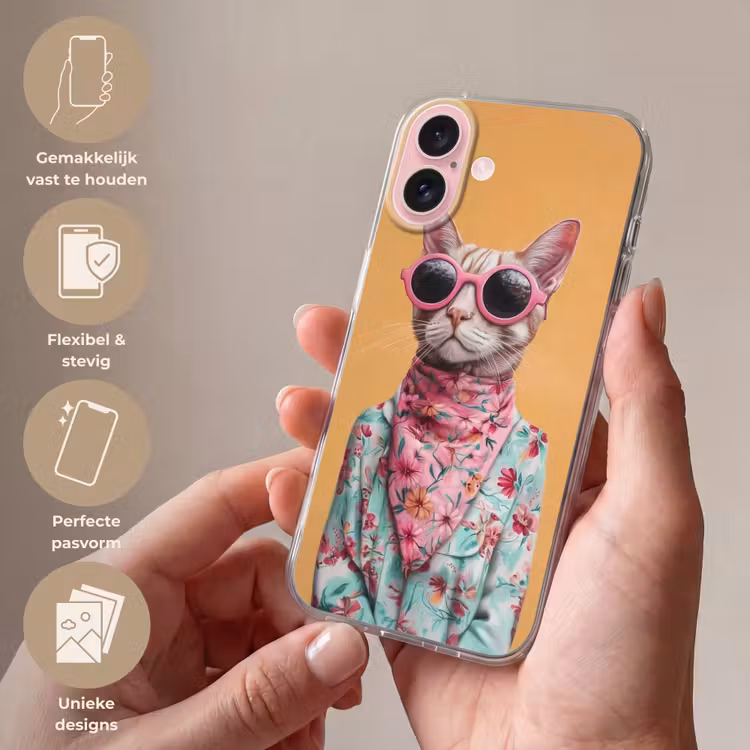 Telefoonhoesje - Zonnebril - Kat - Sjaal - Bloemen — 4