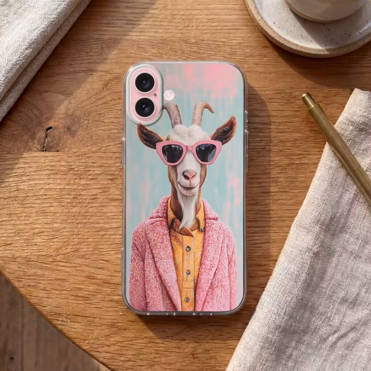 Telefoonhoesje - Zonnebril - Roze - Geit - Horen — 2