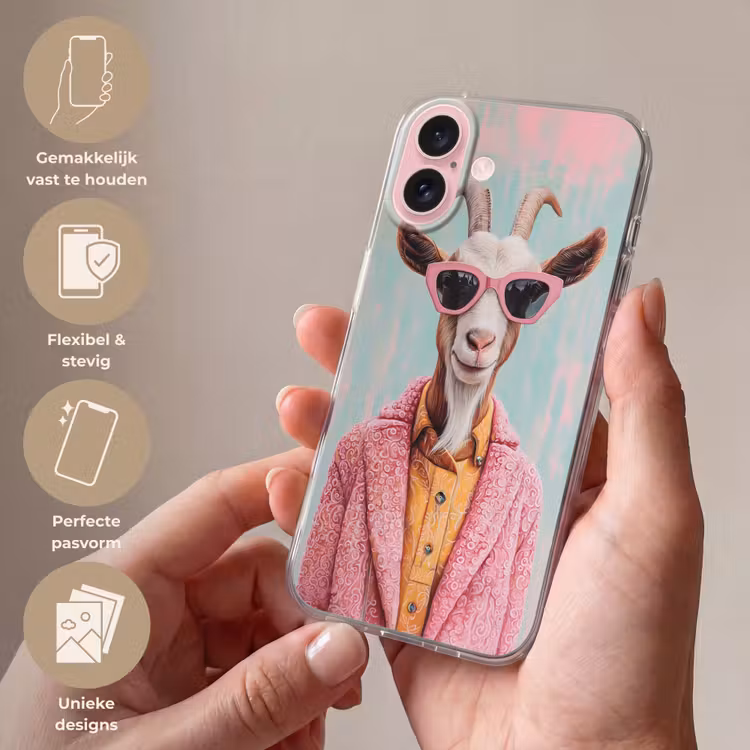 Telefoonhoesje - Zonnebril - Roze - Geit - Horen — 4
