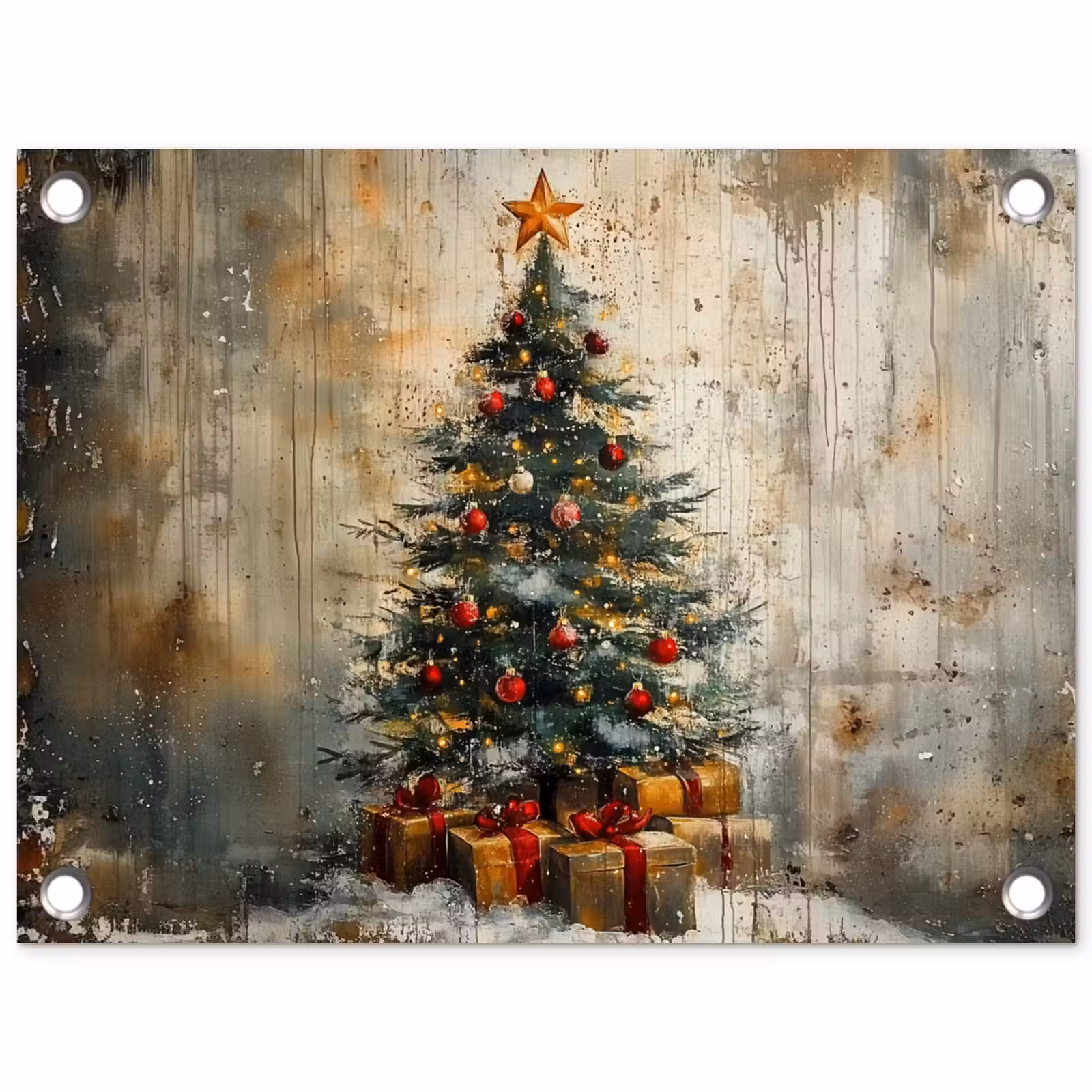 Tuinposter - Kerstboom - Vintage - Kerst - Cadeau — 1