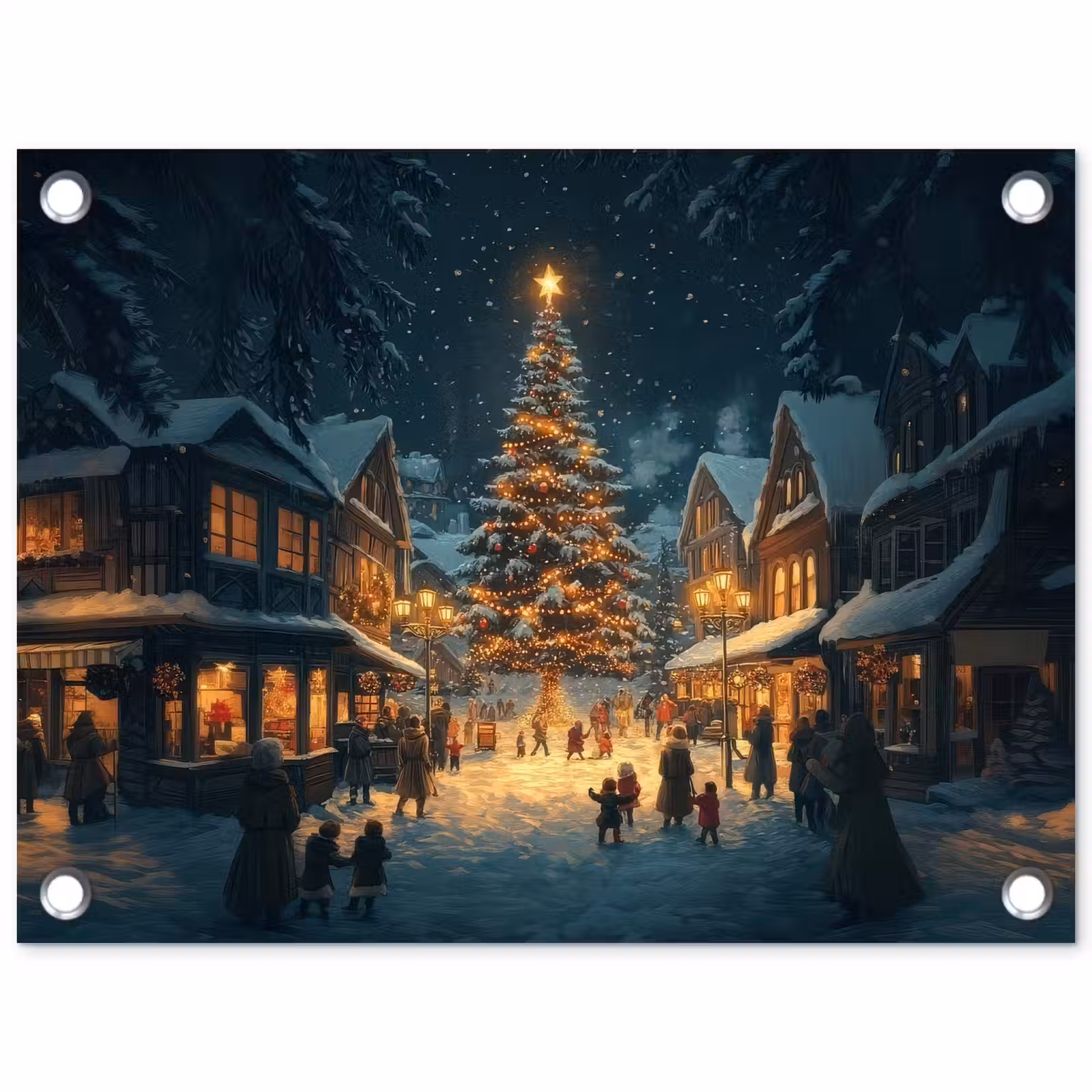 Tuinposter - Kerstfeest - Dorp - Donker — 1