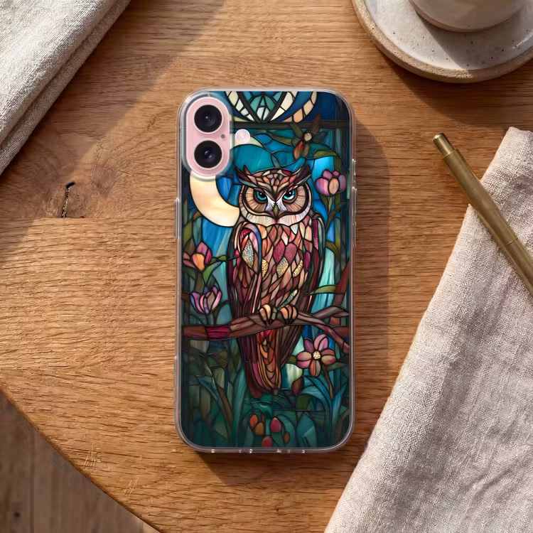 Telefoonhoesje - Uil - Mozaïek - Maan - Nacht — 2