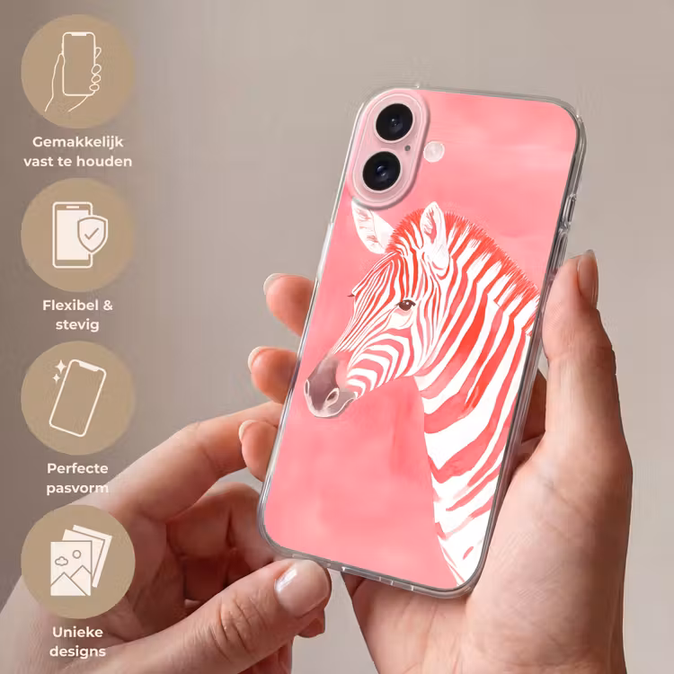 Telefoonhoesje - Zebra - Pink - Verf — 4