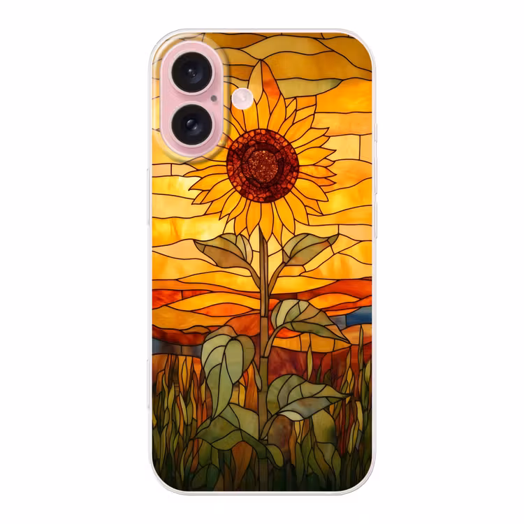 Telefoonhoesje - Zonnebloem - Mozaïek - Zonsondergang - Geel — 1