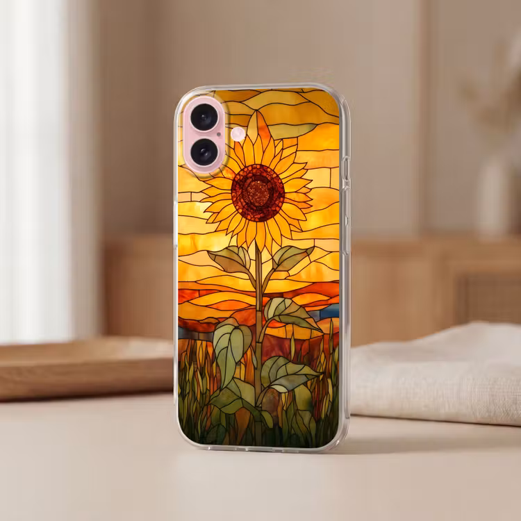 Telefoonhoesje - Zonnebloem - Mozaïek - Zonsondergang - Geel — 3