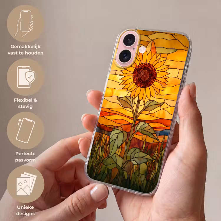 Telefoonhoesje - Zonnebloem - Mozaïek - Zonsondergang - Geel — 4
