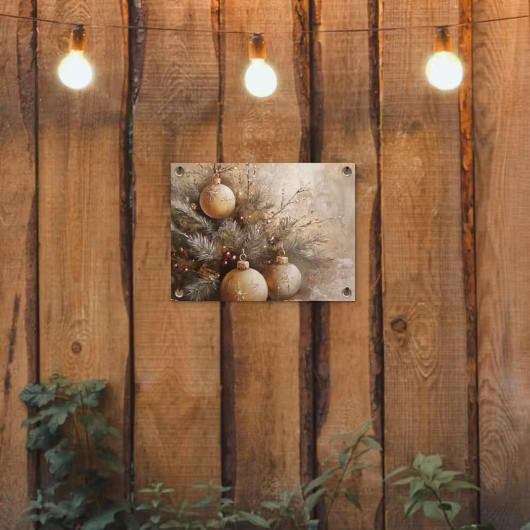 Tuinposter - Kerst - Kerstballen - Beige - Goud — 2