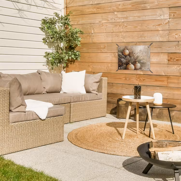 Tuinposter - Kerst - Kerstballen - Beige - Goud — 4