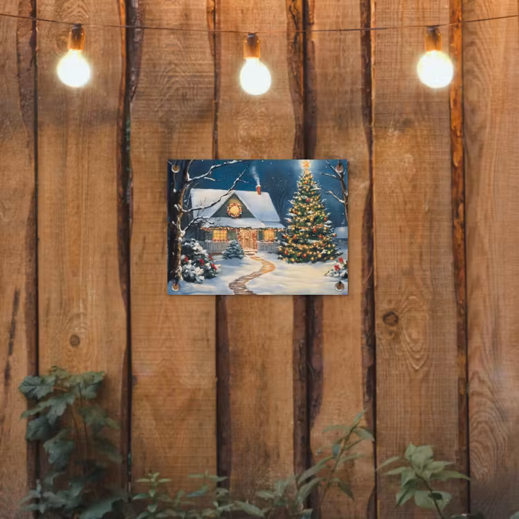 Tuinposter - Kerst - Kerstboom - Winter - Huis - Sneeuw — 2