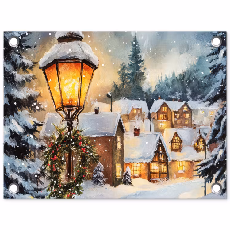 Tuinposter - Kerstdorp - Huizen - Sneeuw - Kerst — 1