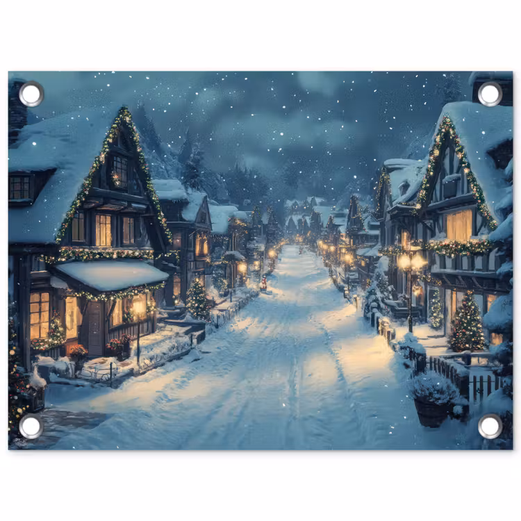 Tuinposter - Kerstdorp - Kerst - Sneeuw - Winter — 1