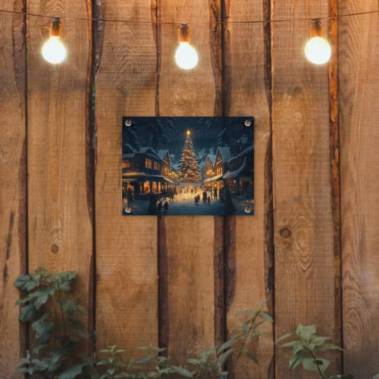 Tuinposter - Kerstfeest - Dorp - Donker — 2