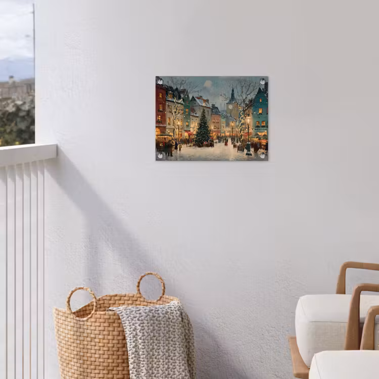 Tuinposter - Kerstsfeer - Stadsplein - Kleurrijk — 3