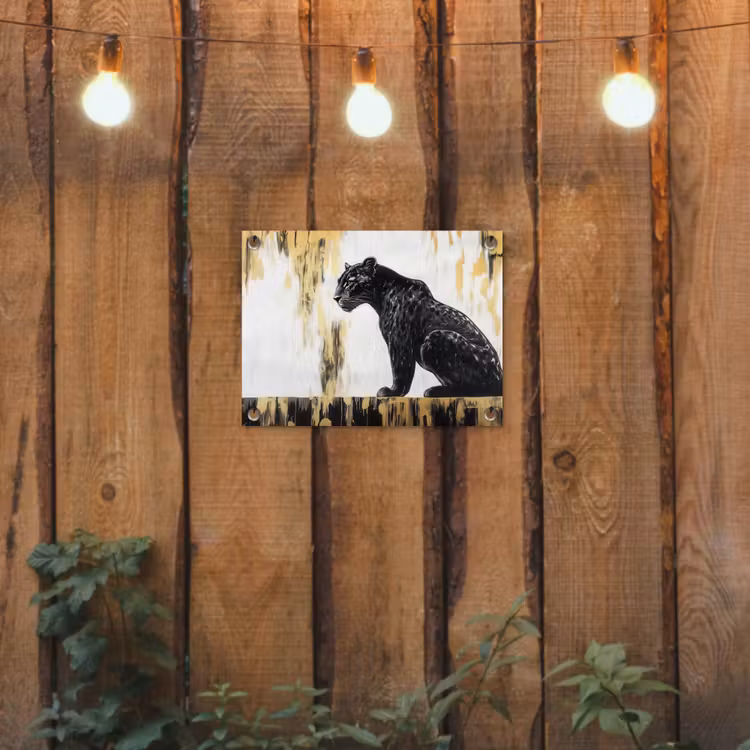 Tuinposter - Panter - Zwart - Abstract - Goud — 2