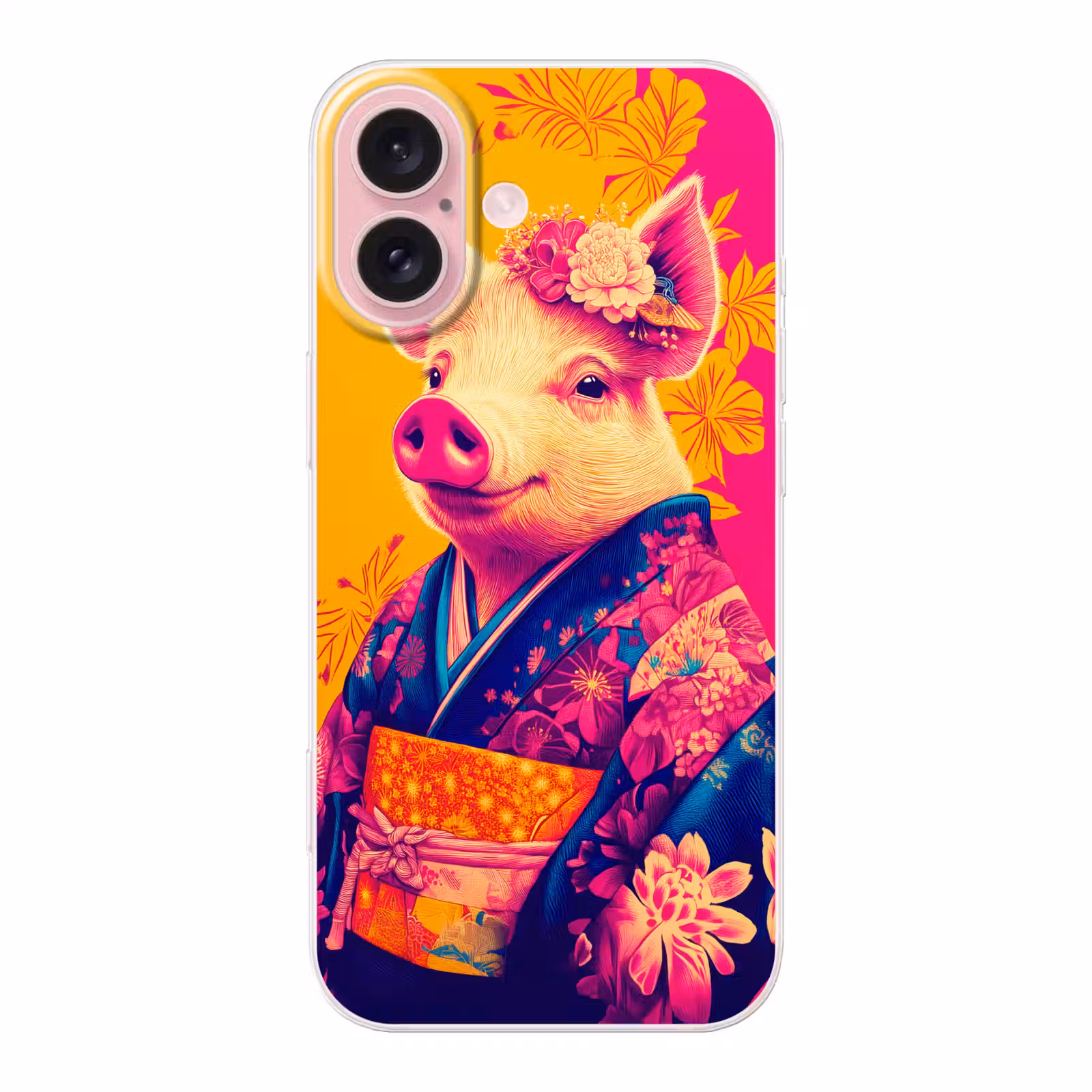 Telefoonhoesje - Varken - Bloemkroon - Kimono - Abstract — 1